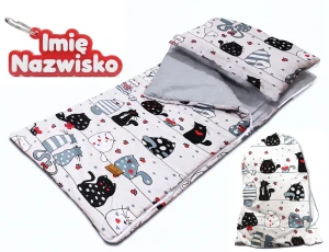 Śpiworek Przedszkolaka Personalizowany z Imieniem 140x75 Szalone Koty