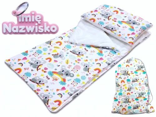 Śpiworek koala biały z zawieszką personalizacyjną.webp