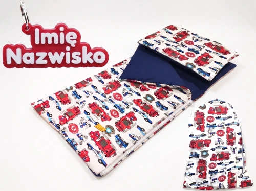 Śpiworek  straż pożarna policja z zawieszką personalizacyjną Lamilani.webp