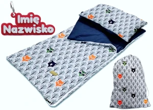 Śpiworek Do Żłobka Personalizowany z Poduszką i Workiem 120x60 Zwierzątka