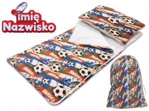 Śpiworek Do Żłobka Personalizowany z Poduszką i Workiem 120x70 Piłka Nożna